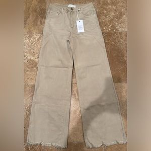 Risen High Rise Wide Leg Khaki Jeans Size 5
